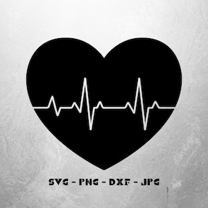 Heart Rhythm Heartbeat svg png dxf jpg, Heart Cricut Print Then Cut Digital File, EKG Medical Clipart, Nurse Doctor Love Design, Heart svg