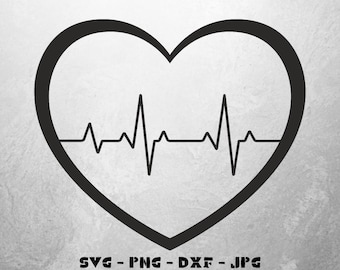 Hartritme SVG: ECG-clipart voor Cricut (digitaal bestand)