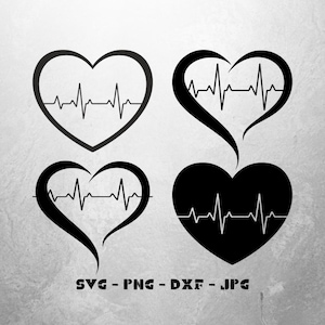Heart SVG Bundle: Rhythm Heartbeat EKG Clipart (Digital File)