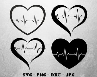 Hart SVG-bundel: Rhythm Heartbeat EKG-clipart (digitaal bestand)