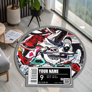 Custom Sneakers Rug, Sneakers Shoes Rug,Personalized Rug, Street Cool Rug, Sneakers Decor Rug, Sneaker Art, Fashion Street Rug, Name Rugs,