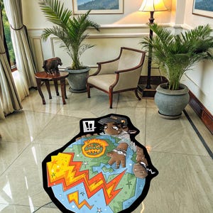 Travis Scott, Cactus Jack, Astroworld, Washable, Area Runner Rugs, Living Room Carpet, Album Covers, t scott murakami rug, custom rug,