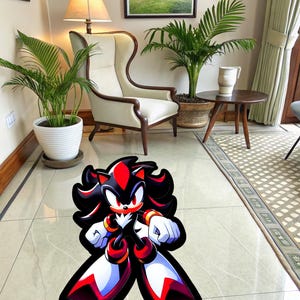 Shadow Rug, Sonic Carpet, Soft round sonic gamecube rug, sonic fan gift, Sonic gift, Video game gift idea, Sonic Adventure, custom CD rug.
