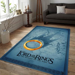 Herr des Rings, Filmteppich, Fantastischer Teppich, Populärteppich, Geschenk für Filmliebhaber, Filmplakat, Personalisiertes Kinodekor, Anpassen des Bereichskarte-Teppichs
