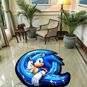 Sonic gift,Sonic Adventure, Video game gift idea, custom CD rug,Sonic the Hedgehog Carpet, Soft round sonic gamecube rug, sonic fan gift