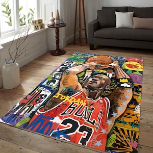 Legend Rug,23 number,Sport Rug,Pop Art Rug,Basketball Graffity,Art Rug,Colorfull Rug,Living Room Rug,Modern Rug,Personalized Rug