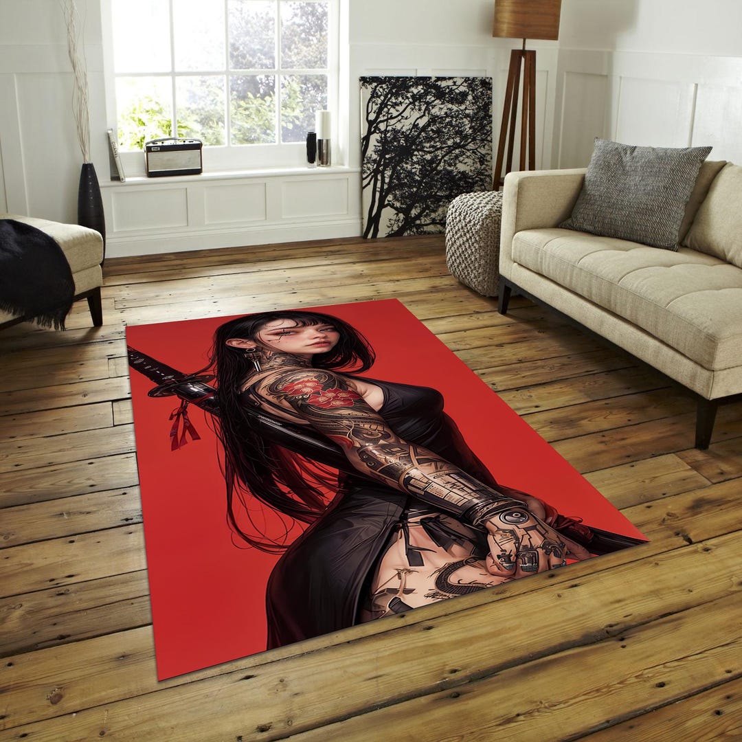 Samurai Woman Rug: Japanese Art, Modern Decor - Etsy