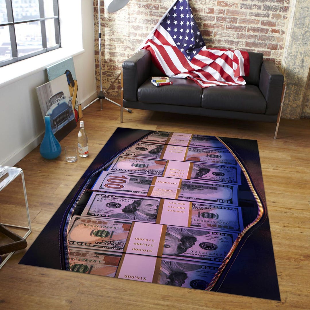 Money Stack Rug Money Bag Rug: Modern Dollar Bill Print Area Rug - Etsy Australia