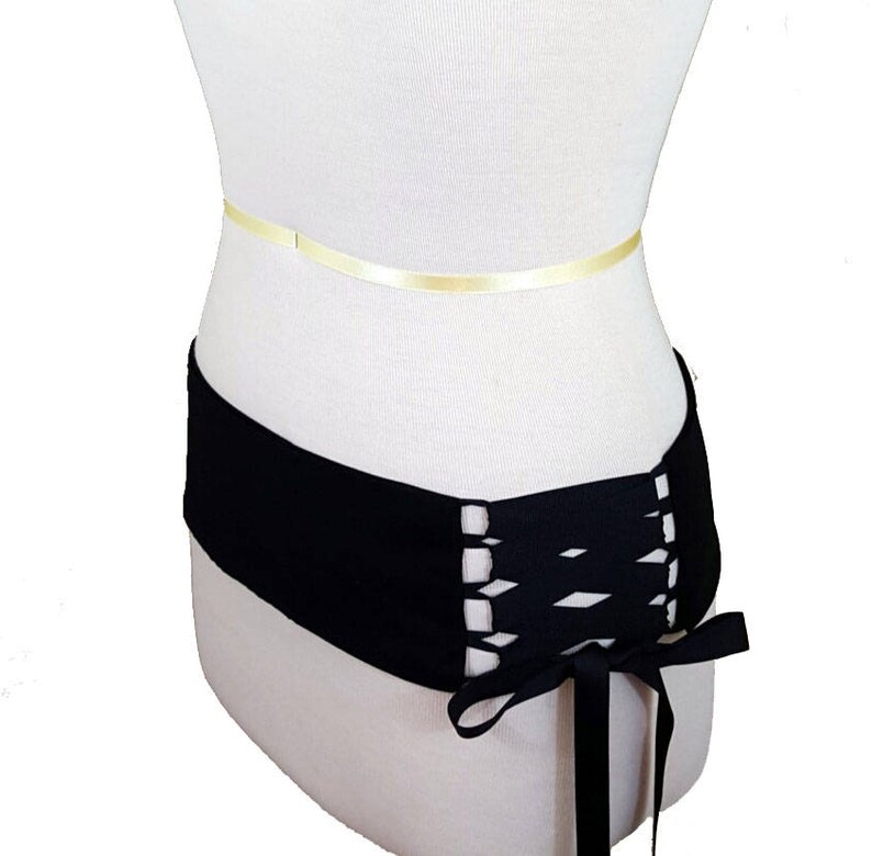 Black Belly Dance Corset Style Lace Up Hip Belt / Shaped to Etsy