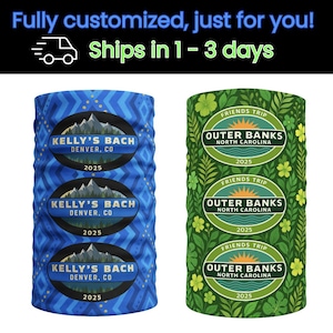 Customizable Camping Neck Gaiter: Mountain, Ocean, Island Theme, Personalized Design