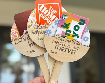 Personalized Basswood Plant Stake Gift Card Holder: Teacher Appreciation