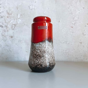 Vintage West German Fat Lava Vase red – Scheurich 209-18, WGP, Ceramic vase