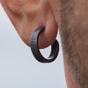 18 x 4mm Oxidized Sterling Silver Hoops: Handmade Matte Black