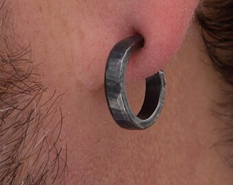 Orecchini Grandi Fatti A Mano, Nero Opaco, Tondi 24 Mm + 6 Dorsi In Omaggio, Handmade UK - Foto 2