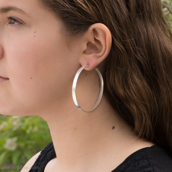 Large Sterling Silver Hoop Earrings 2 inch – Estate Beads & Jewelry