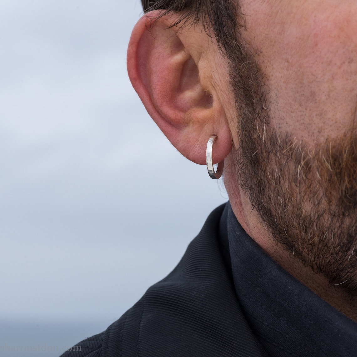 18mm x 2mm small sterling silver hoop earrings for men Eco Etsy