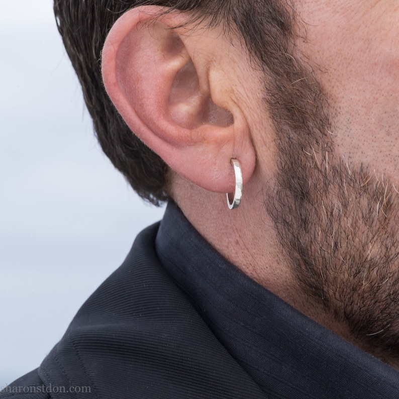 18mm x 2mm small sterling silver hoop earrings for men Eco Etsy
