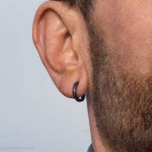 14 x 2mm Small Solid Sterling Silver Hoop Earrings, Handcrafted in USA, Oxidized Matte Black