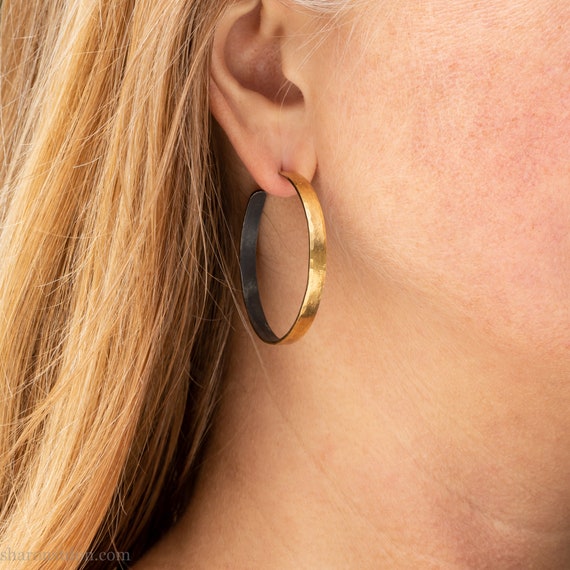 50mm Diam. 22k rose gold plated hoop earrings Womens quality fashion Jewellery