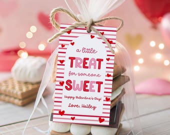 Etiquetas de regalo editables para San Valentín, imprimibles, con forma de corazón rojo y rosa, para niños, aulas, fiestas escolares, recuerdos V002