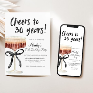 Espresso Martini Birthday Invitation Editable 30th Birthday Invite Dirty Martini Party Theme A Tini Bit Older Cocktail Invite BA5