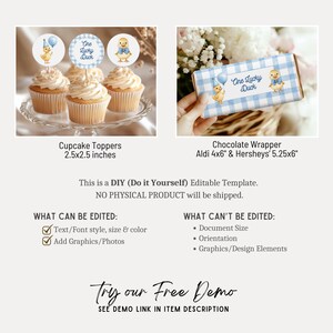 May include: The image showcases cupcake toppers and a chocolate wrapper with a duck theme. The cupcake toppers are 2.5x2.5 inches, and the chocolate wrapper is designed for Aldi 4x6" and Hershey's 5.25x6" bars. The text "One Lucky Duck" is visible.