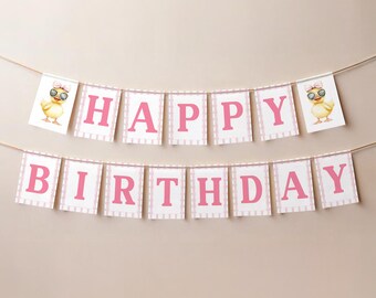 Striscione di compleanno a forma di anatra gialla, bandierine di compleanno stampabili a forma di anatra, tema della bandiera di compleanno a forma di anatra gialla, decorazione di compleanno a forma di anatra gialla BD8