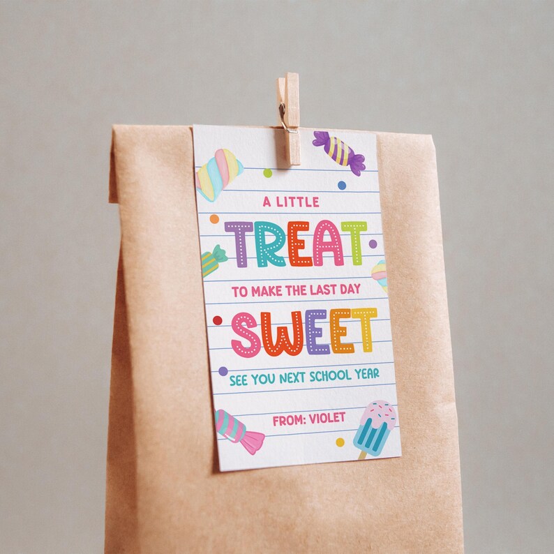 Last Day of School Treat Tag Template for Kids Summer Break Gift Tag ...