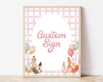 Chicken Custom Sign for Birthday, Editable Custom Sign, Chicken Birthday Party Sign, Custom Table Sign, Chicken Birthday Decoration BD10