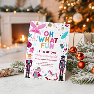 Editable Nutcracker Birthday Invitation Sugar Plum Fairy Invite Land of Sweets Theme Nutcracker Ballet Christmas Party Template CBD10