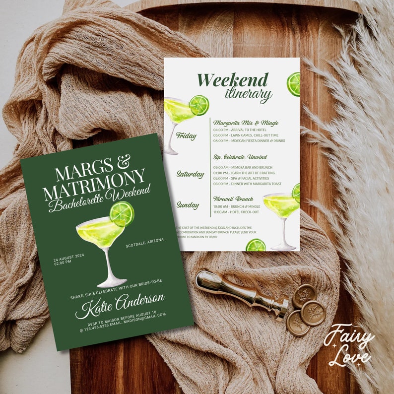 Editable Margarita Bachelorette Party Invitation, Cape COD Girls Trip