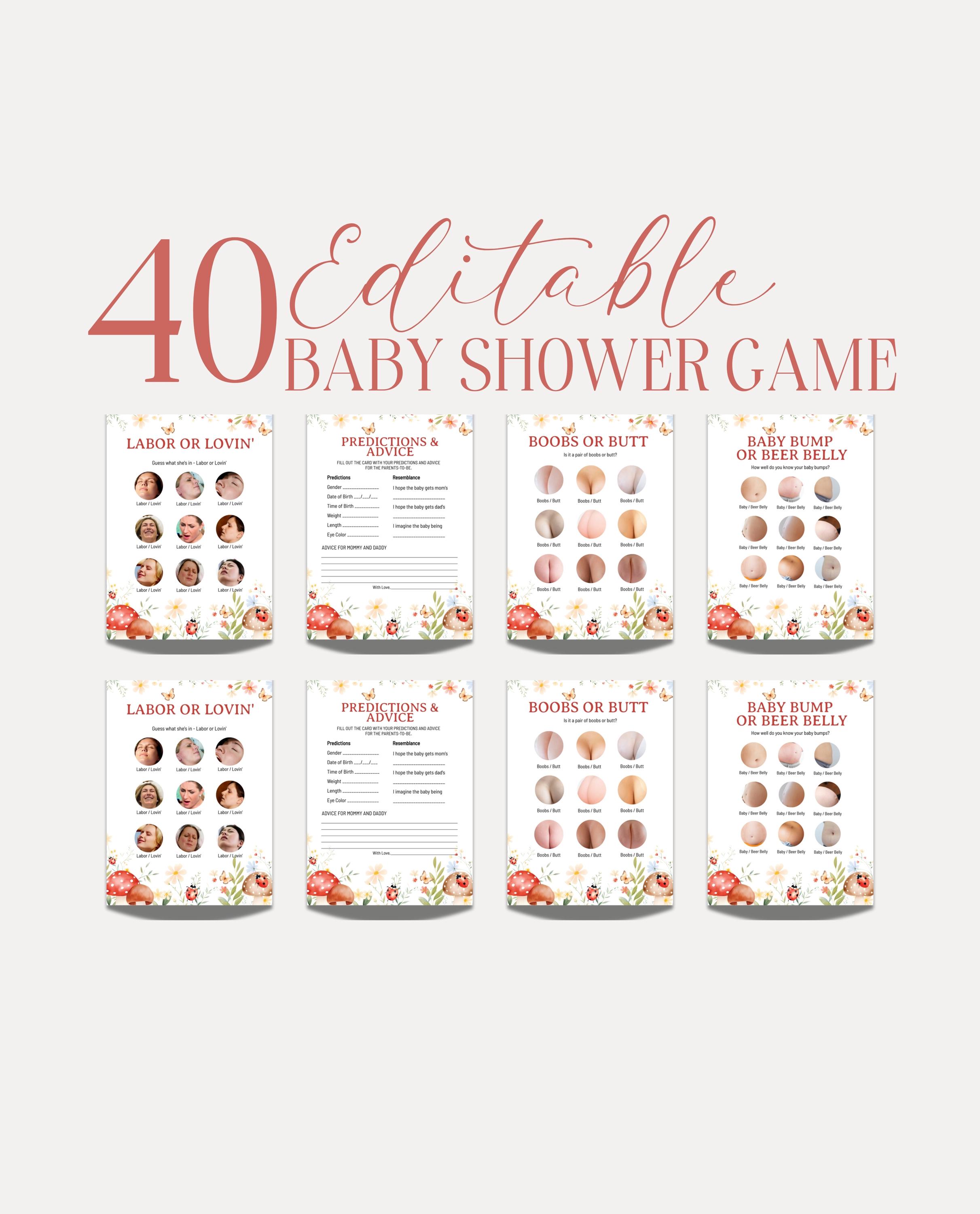 Love Bug Baby Shower Games, Editable Little Love Bug Game Bundle, Red Ladybug Party Game Pack, Floral Mushroom Baby Shower Games, BBS16