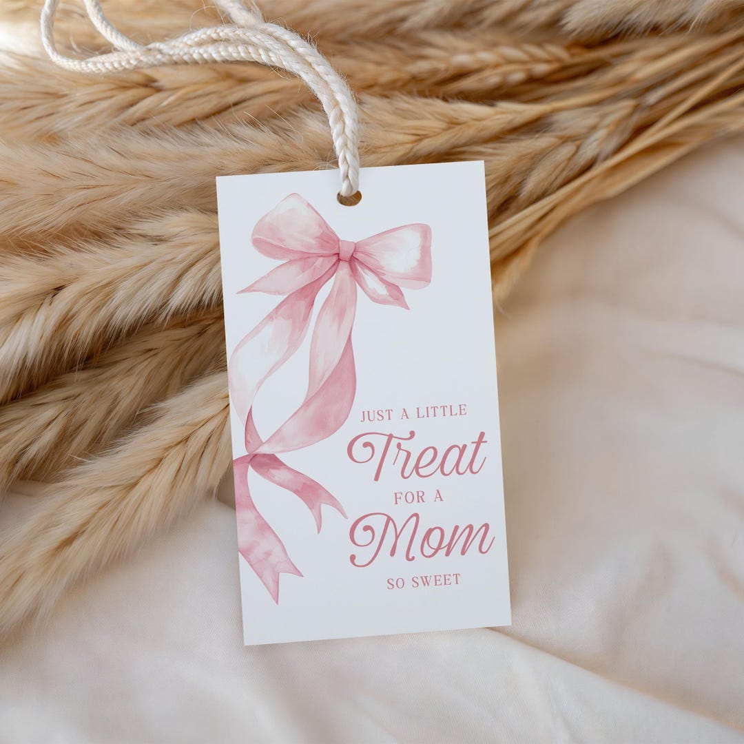 Pink Bow Mother's Day Gift Tag Template Editable Thank You Tag for Moms ...