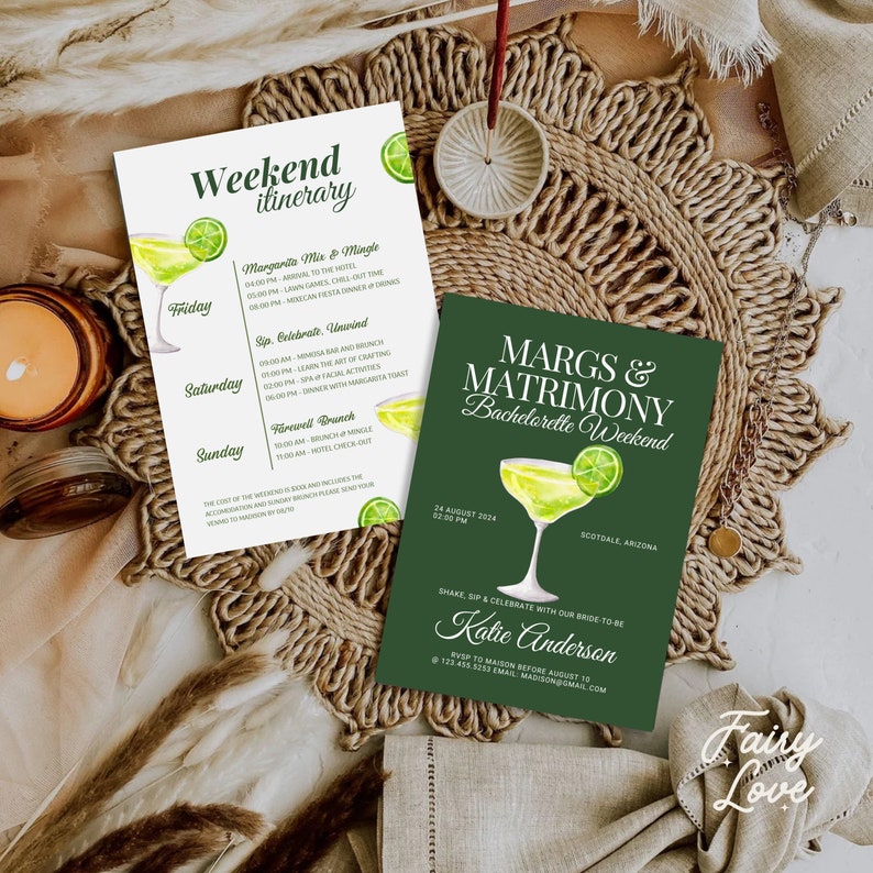 Editable Margarita Bachelorette Party Invitation, Cape COD Girls Trip