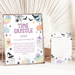 Spooky One Time Capsule bewerkbare Time Capsule Pastel Halloween-teken Ghost Halloween Time Capsule-teken Spooktacular Verjaardagsfeestje Decor BD16
