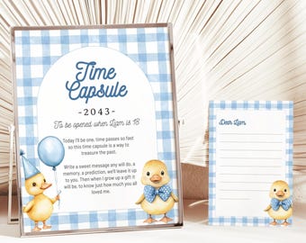 Editable Duck Time Capsule Sign, First Birthday Keepsake (Digital Download)