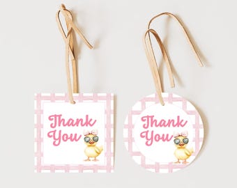 Editable Birthday Favor Tag, One Lucky Duck Thank You Tag, Yellow Duck Party Tag, Birthday Gift Tag, Lucky Duck Favor Tag BD8
