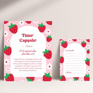 Teken tijdcapsule verjaardag aardbei, kaart tijdcapsule Berry eerste verjaardag, bord timecapsule 1e verjaardag, tijdcapsule aardbei, BD01
