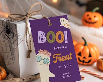 Editable Halloween Treat Tags Trick or Treat Favor Tags Happy Halloween Gift Tag Spooky Class Party Tags Printable Halloween Favor Tags HB05