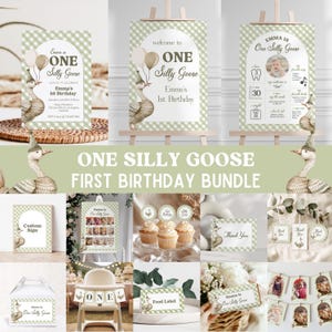 One Silly Goose Bundle, First Birthday Silly Goose Theme, One Silly Goose Birthday Invitation, One Silly Goose Birthday Party Decor, BD6