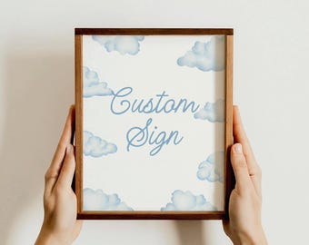 Cloud 9 Custom Sign Editable Blue Cloud Nine Baby Shower Table Sign Clouds Baby Party Sign Boy On Cloud 9 Baby Party Theme Decor