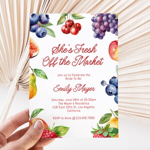 Off The Market Bridal Shower Invitation, Editable Farmer&#39;s Market Bridal Shower Invite, She&#39;s Off The Market Theme Bridal Brunch Invite, BS4