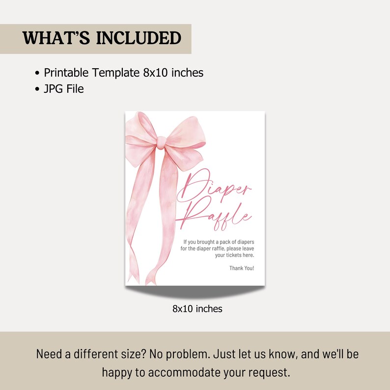 Pink Ribbon G Raffle Diaper Raffle Pink Bow Baby Shower Game Sign, Girl Pink Bow Baby Shower ...