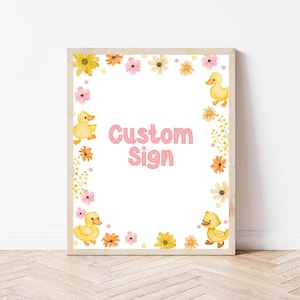 Yellow Duck Custom Sign Editable Birthday Custom Sign Duck Theme Birthday Table Sign One Lucky Duck Birthday Decor  BD14