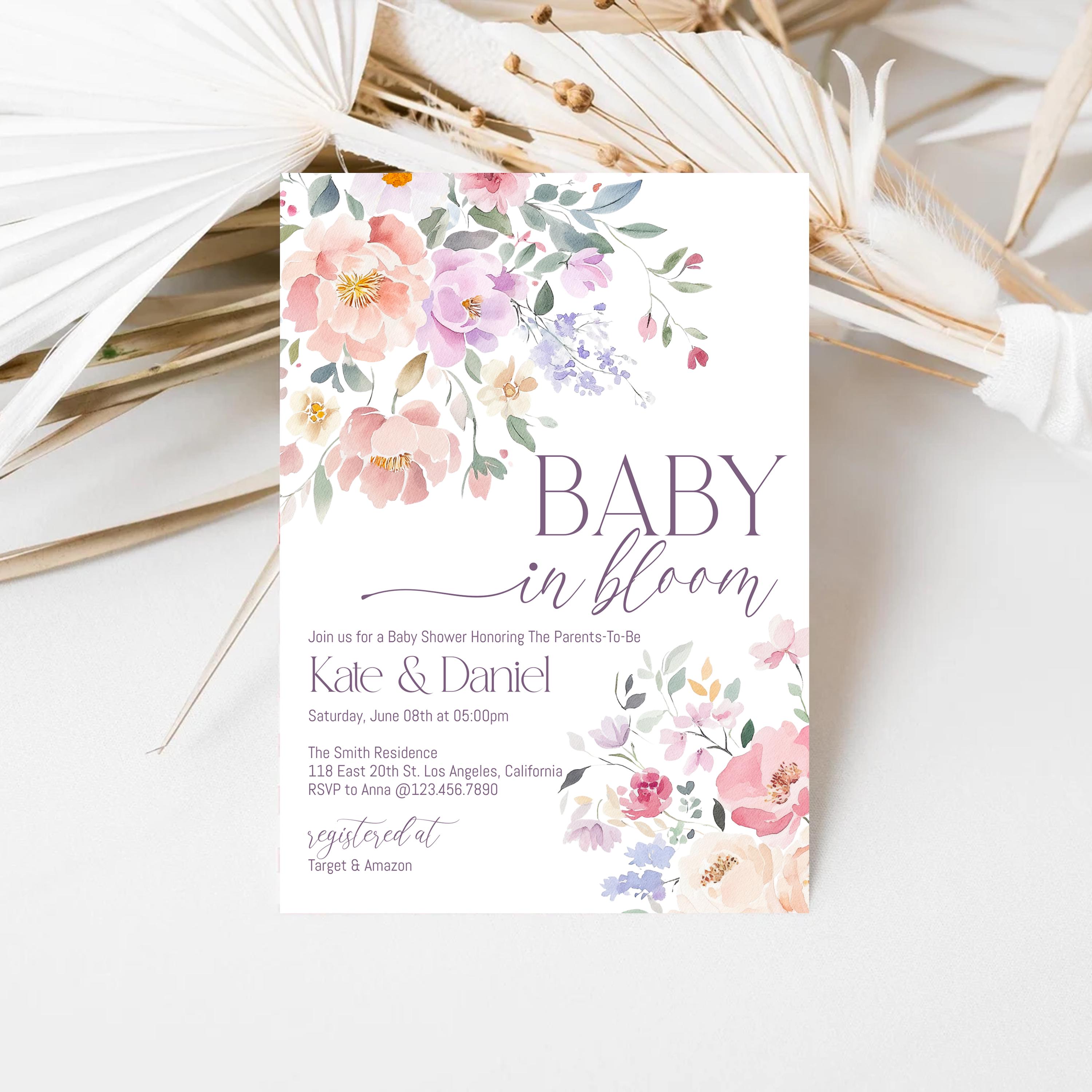 Spring Invitations Bloom Baby in Bloom Baby Shower Invitation Set, Editable Baby Bloom Shower ...