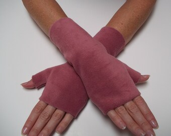 Mauve, Dusty Rose Premium Luxe Fleece Fingerless Gloves