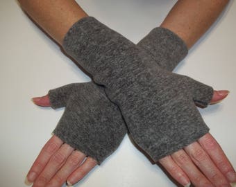 Gray Heather Premium Luxe Fleece Fingerless Gloves