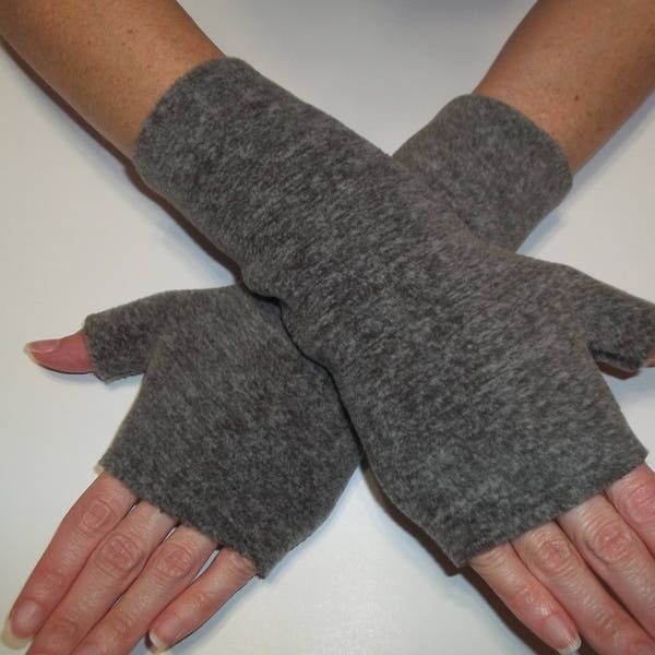 Gray Heather Premium Luxe Fleece Fingerless Gloves