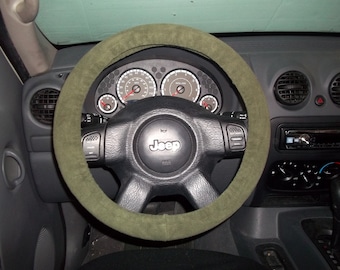 Plush Fleece Steering Wheel Cover, Army Green