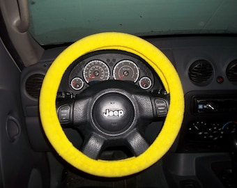 Fleece Steering Wheel Cover, Bright Yellow